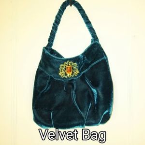 Teal Velvet Pouch